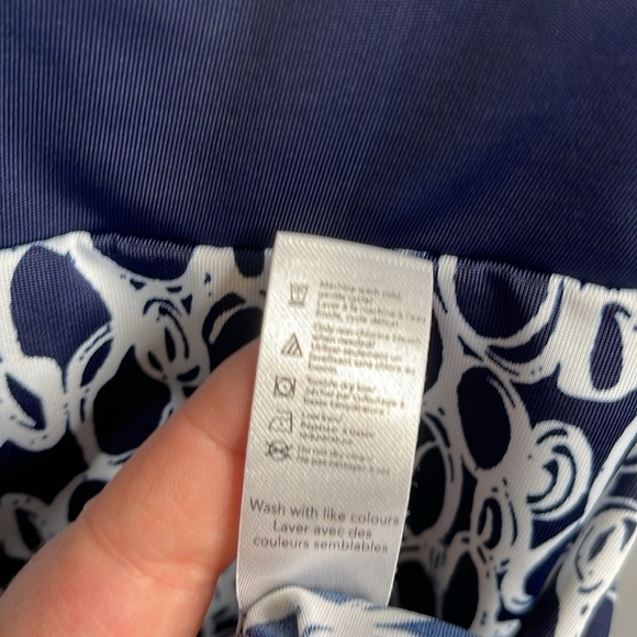 GEORGE Classics Plus Y2K Navy White Empire Waist Pattern Print Tie Back Top 2X - Picture 10 of 12